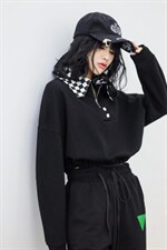 卡菲莱2022年新款女装翻领卫衣女春季新款短款Polo衫，女装卫衣/绒衫，卡菲莱