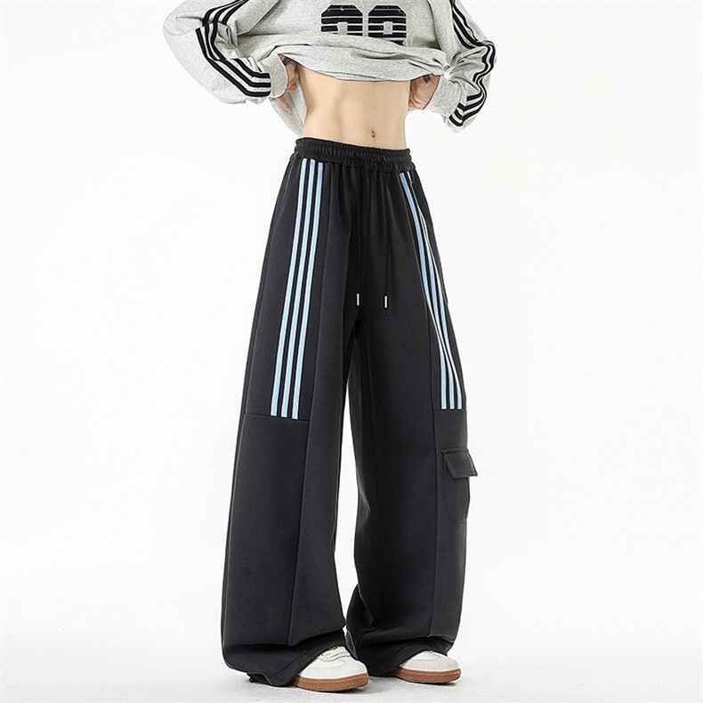 美式三条杠休闲运动裤男春秋宽松直筒阔腿工装裤潮牌卫裤KZ075P55，男装休闲裤，电商B312