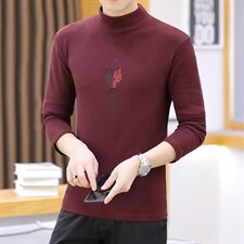 冬季半高领双面绒刺绣虎头卫衣男加绒加厚保暖打底衫长袖红332P28，男装卫衣，星座1207