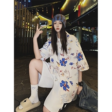 夏威夷风沙滩短袖衬衫男女同款夏季新款印花薄款休闲衬衣，男装衬衫，星座410-7