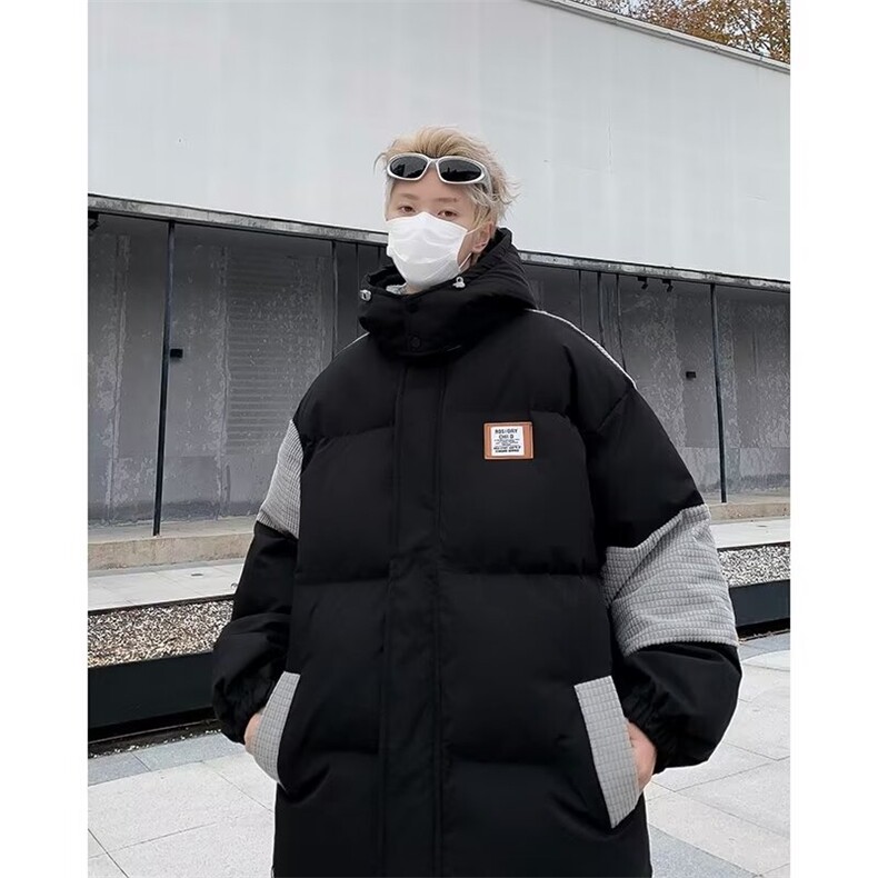 冬季潮牌保暖百搭连帽上衣美式复古拼接设计灯芯绒棉服W8064-P85,男装棉衣,星座512-4