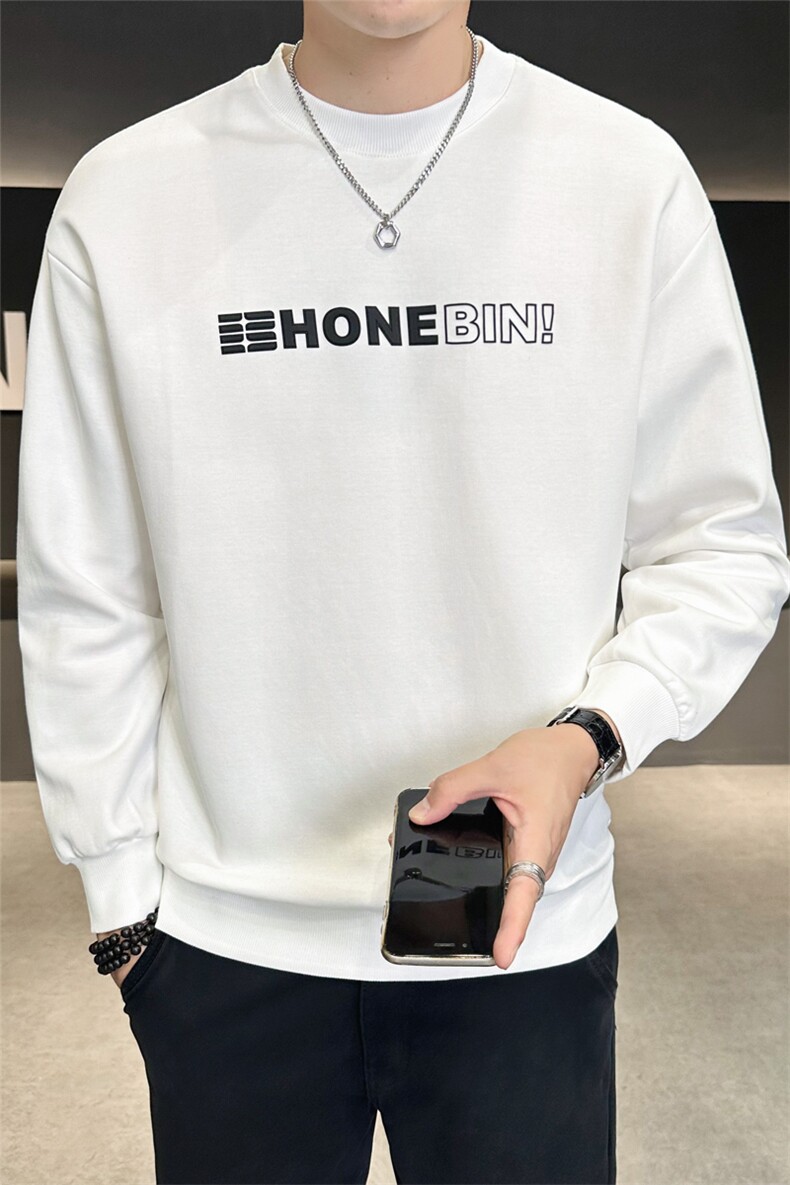 店主风2024新款秋季圆领套头卫衣男宽松长袖打底衫B317-W8637-P65,男装卫衣,电商B317