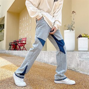 牛仔裤男夏季潮大码休闲裤子高街NJ16P42图片