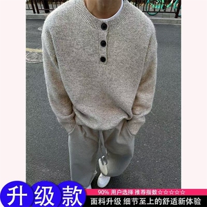 复古亨利领毛衣男款冬季慵懒风高级感针织衫外套SW5010图片