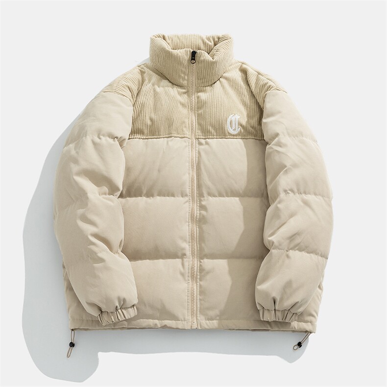 日系平铺灯芯绒拼接刺绣加厚面包服潮牌立领棉衣J5043-P110控178,男装棉衣,电商A362