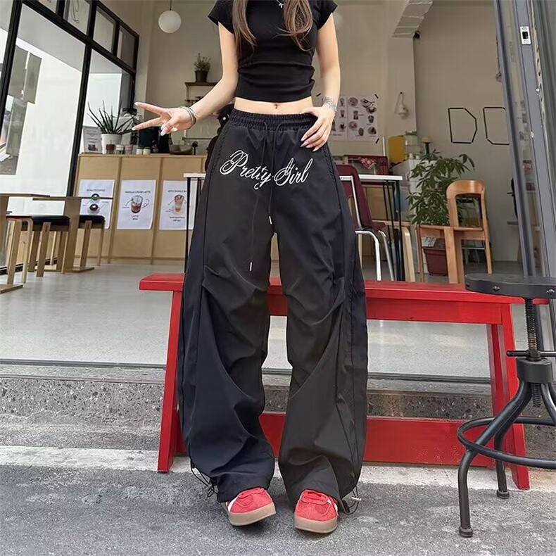 美式高街休闲裤男女韩版潮流字母阔腿2025夏季ins长裤K6218-P41,男装休闲裤,星座412-3