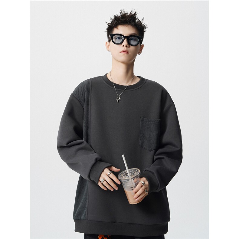 XW2549特P42控7840棉60聚酯拼接圆领情侣卫衣宽松外套男，女装短外套，电商B370