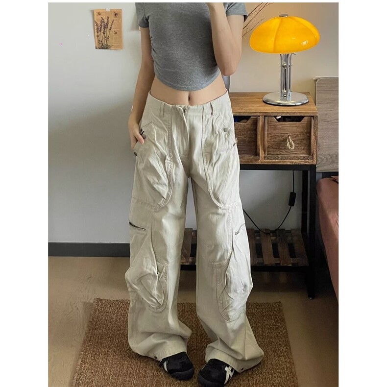 美式复古高级感阔腿工装裤男女秋装新款宽松直筒裤LXK8101-p83图片