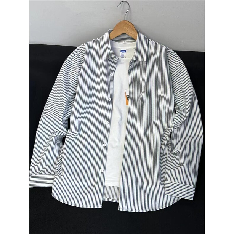 美式ins高街暗黑宽松条纹长袖衬衫SY2540-S-3XL-特P35,男装衬衫,星座417-1（原电商B245）