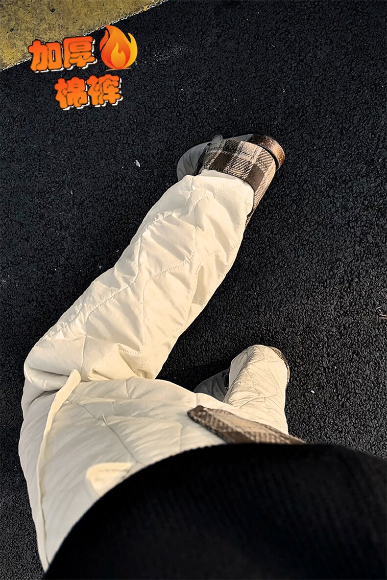 保暖葫芦纹翻边拼接格子大码加厚夹棉棉裤男K24155J加棉特P33控65,男装棉衣,电商A001-1