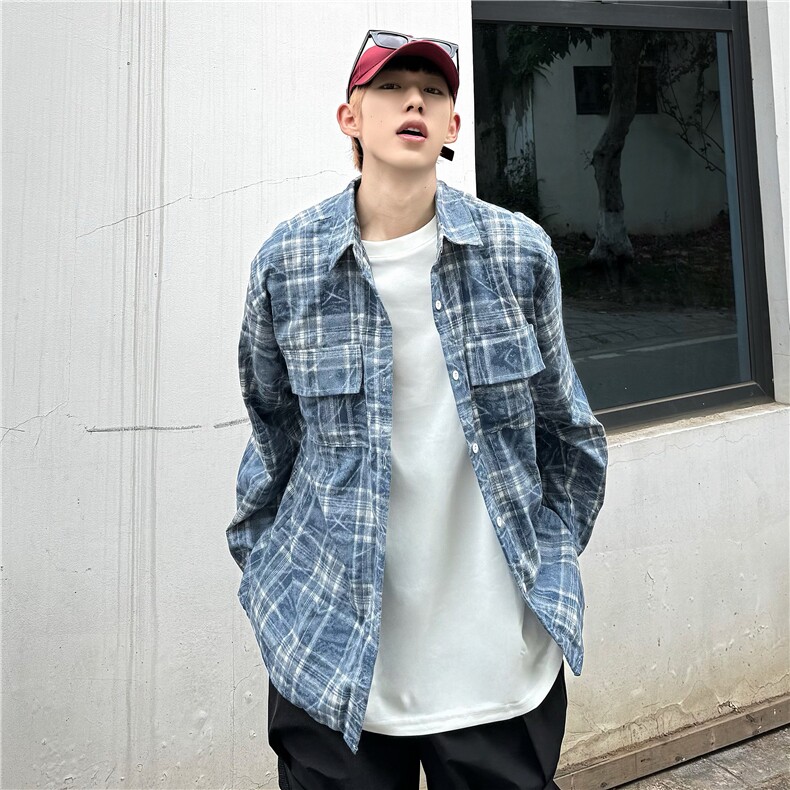 扎染衬衫印花原版纯棉面料休闲时尚衬衣外套CS06,男装衬衫,星座1116A-1（原606A）