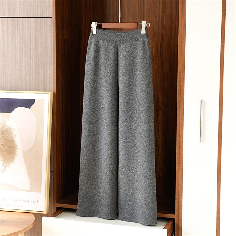2025年秋季通勤高腰长裤四平加厚阔腿裤，女装休闲裤，高粱穗羊绒