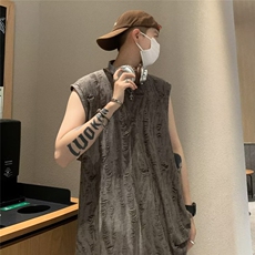 无袖潮T恤男日常简约潮流城市风貌青春流行夏季时尚潮牌圆领标准，男装T恤，星座1013
