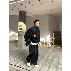 JY736-P49潮牌美式立领卫衣男运动套头上衣廓形宽松外套网图，女装短外套，星座1501-3