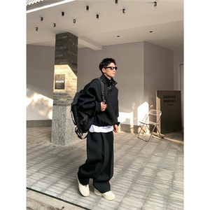 JY736-P49 潮牌美式立领卫衣男运动套头上衣廓形宽松外套 网图图片