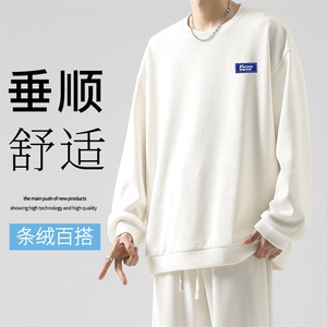显高显瘦卫衣圆领卫衣时尚百搭垂顺条绒卫衣  TW896-特批53图片