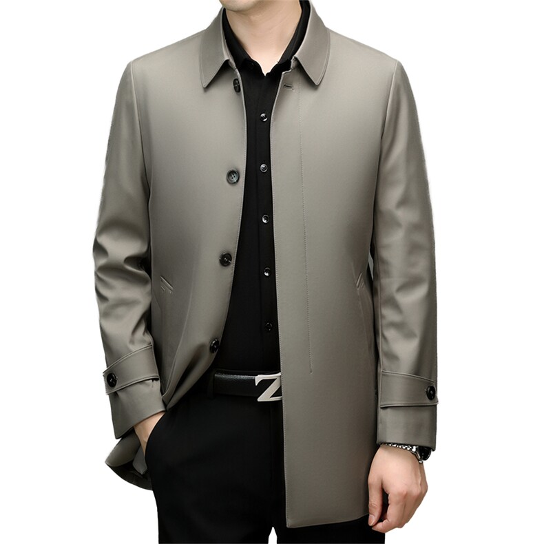 GDN-A8790春秋新款男士风衣翻领商务领导服男装纯色外套,男装风衣,电商B360