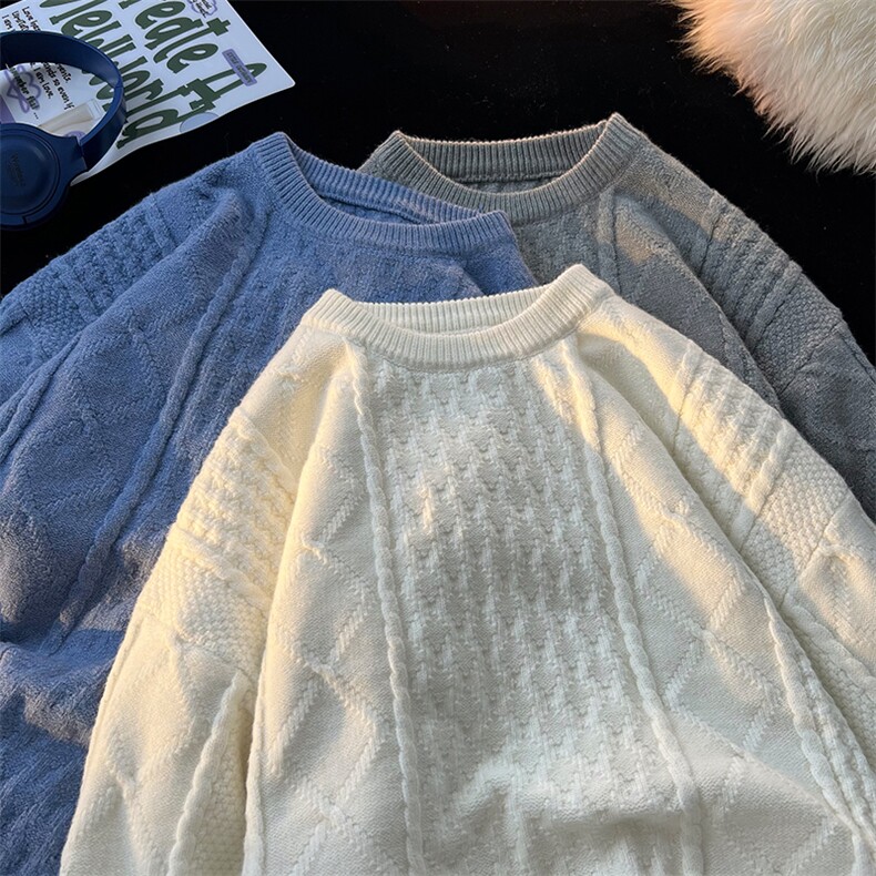 8XL-M圆领毛衣男秋冬季宽松慵懒套头麻花针织衫毛线衣MY19005P68,男装针织衫/毛衣,电商B312