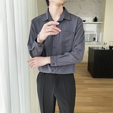 夏季黑色衬衫衣男免烫宽松休闲外套痞帅气白色男生长袖T3-P40，男装衬衫，星座1116A-2（原606A-1）