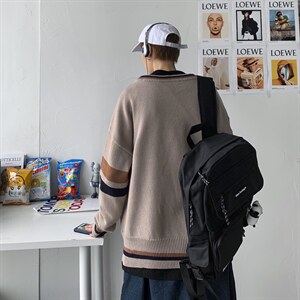 秋冬港风加厚针织衫V领长袖毛衣JKDK宽松制服男女学院风W08/P65，男装针织衫/毛衣，钱塘713