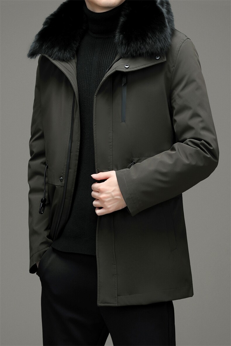 可拆卸狐狸毛领羽绒服男脱卸内胆外套新款保暖外套MYYL9825-P370图片