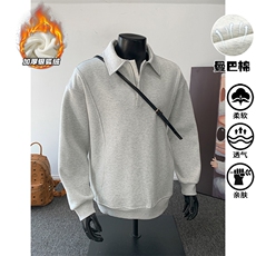 美式曼巴棉420g重磅保暖银狐绒半拉链卫衣男W5416J加绒特P55控108，男装棉衣，电商A001