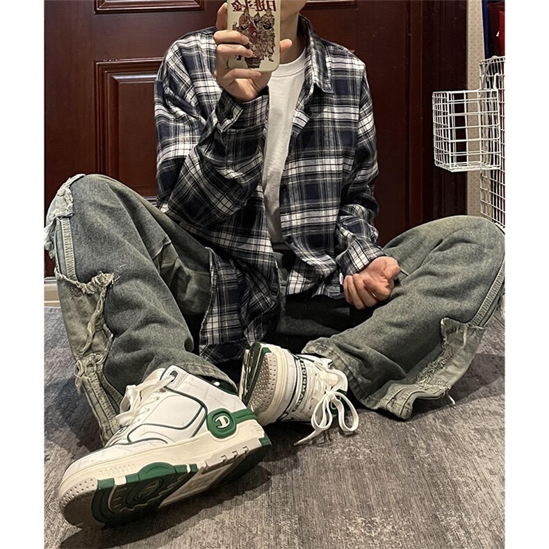 【有货】cleanfit藏青色格子衬衫男长袖美式复古衬衣V3211PP-P38,男装衬衫,星座1007（原301D）