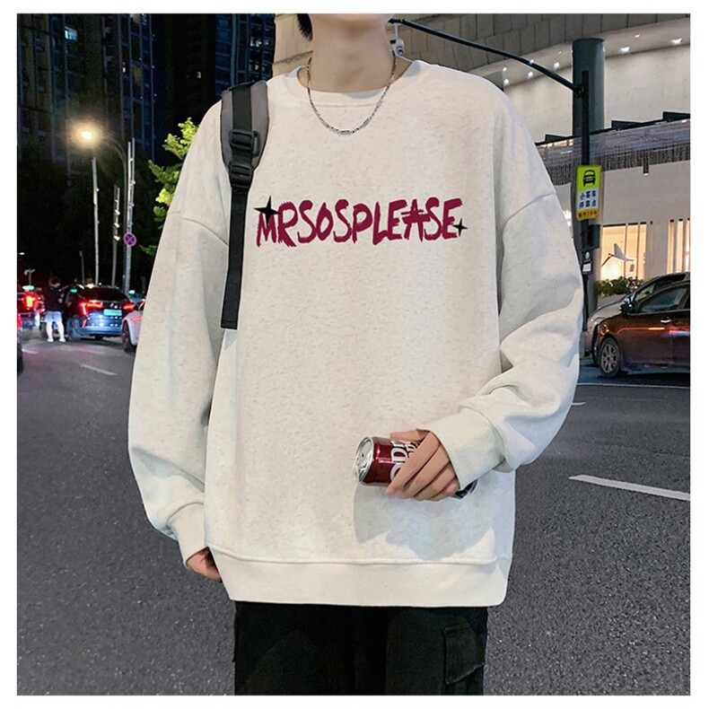 W576P35加绒P45港风套头宽松圆领春秋季卫衣男无帽外套长袖打底，男装T恤，星座304A-1