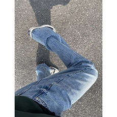 美式水洗闪电纹牛仔裤男款潮牌宽松直筒裤子N5017-P50，男装牛仔裤，星座208-5