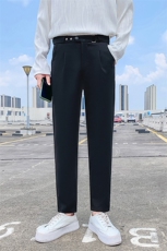 白色2024秋装男士九分裤潮款纯色休闲裤男修身小西裤K17-P58控78，男装休闲裤，电商A108