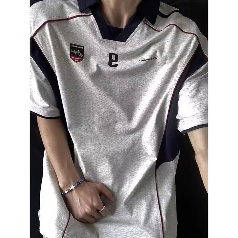 男装夏季新品美式球衣运动衣服翻领POLO衫男宽松拼接T恤T7506，男装Polo衫，星座1116A（原606A-3）