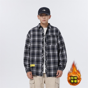 秋冬休闲潮流格子衬衫保暖加厚打底衫男C2158-特P32/C9732-特P40图片