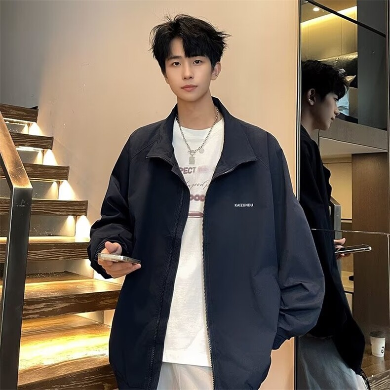 港风新款休闲防水外套男春秋季韩版之母印双拉链花外套J6102,女装短外套,星座1116A-1（原606A）
