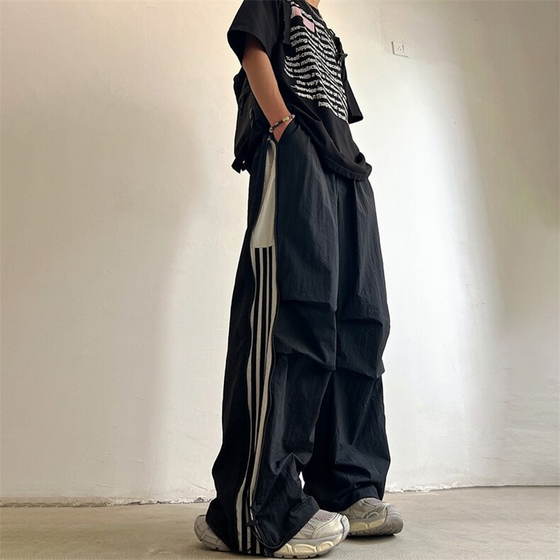 美式百搭伞兵裤子男高街条纹冲锋裤潮牌速干阔腿休闲长裤XA199,男装休闲裤,星座208-5