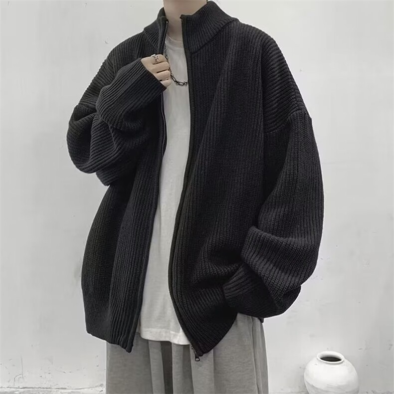 开衫毛衣男秋冬美式复古宽松慵懒风线衣潮流外套保暖学生潮流,男装针织衫/毛衣,星座506A
