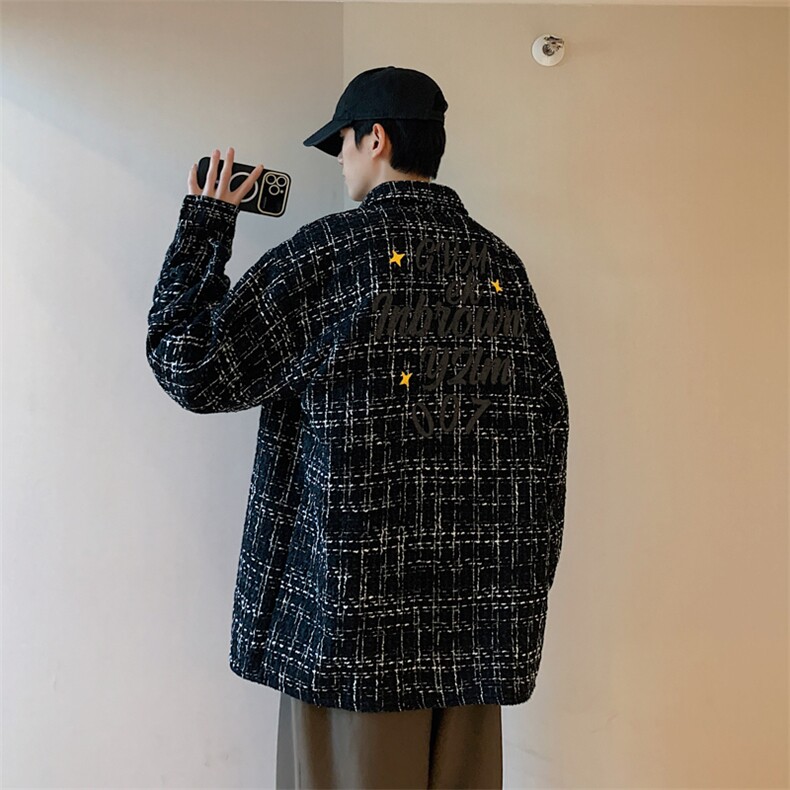 港风小香风衬衫男大码M-5XL中性情侣潮衬衫男CCS8019P45加绒P55图片