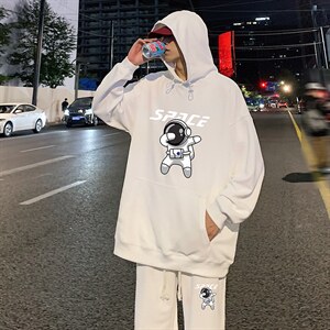 秋季情侣大码宽松华夫格卫衣套装XZ102A-4-HF0039-P78图片