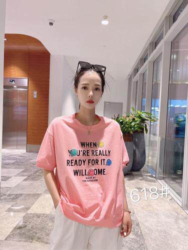 夏季新款笑脸短袖卫衣，女装卫衣/绒衫，柏旺阁