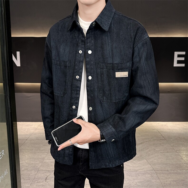 店主风男衬衫2025秋款水洗牛仔外套衬衫夹克男上衣B317/807/P95图片