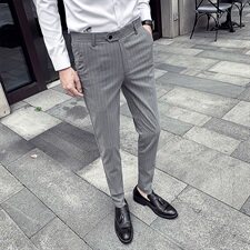 A450-ZD90春夏英伦条纹休闲西裤长裤发型师，男装休闲裤，星座1904A