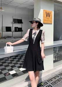 夏季新款拼色连衣裙图片