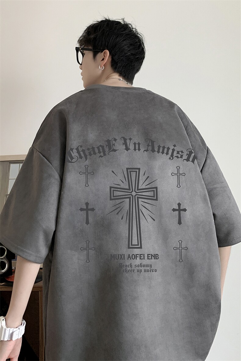 量大优可提供视频2024夏季麂皮绒短袖T恤D223A-LPT2416-P20,男装T恤,电商019-1