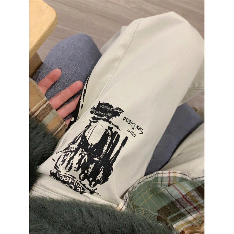 【有货】涂鸦杏色牛仔裤男款修身直筒美式vibe风裤子HT68LL-特P55,男装牛仔裤,星座1007（原301D）