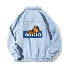 NASA牛仔夹克男大码牛仔外套男茄克NJ77247-P60加绒款-P75，男装夹克，电商A040A