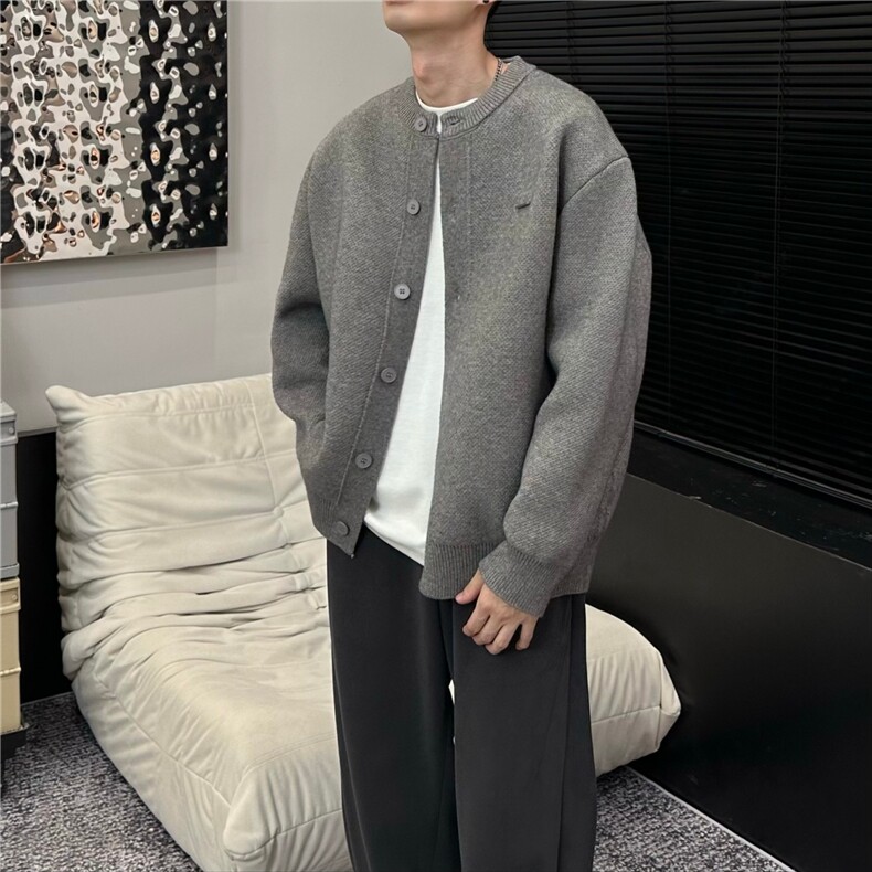 新款粗针开衫宽松休闲慵懒感毛衣外套男女同款MYF07P78,男装针织衫/毛衣,星座1013-5