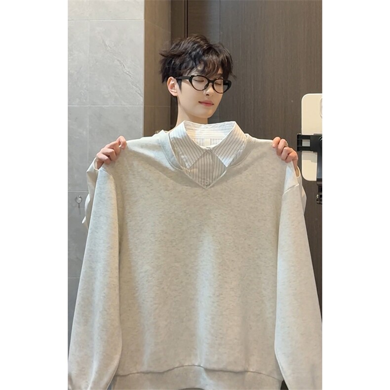 春季高品质新款卫衣夹两件休闲百搭叠穿衣男女C64136-TP4079,男装卫衣,电商A102