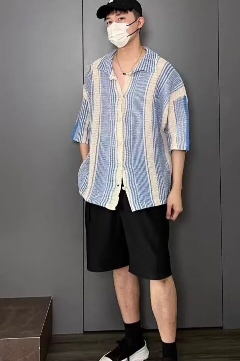 2025复古衬衫男夏装港风学生宽松小众设计感趣味新款男装上衣,男装衬衫,星座218-1（原230）