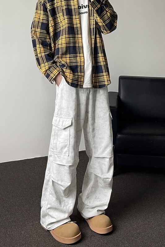 直筒裤工装脏脏裤休闲裤男女美式高街潮牌长裤子K7048-P56,男装休闲裤,电商D202-1