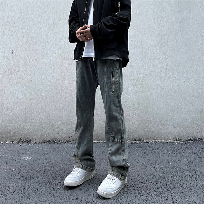 美式高街vibe风直筒长裤欧美痞帅男hiphop复古水洗牛仔裤,男装牛仔裤,星座301D-4(原星座1004-4）