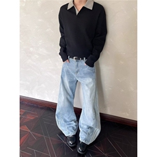 潮流百搭慵懒原宿简约ins流行日系新款牛仔裤文艺气质时尚，男装牛仔裤，星座1210-1